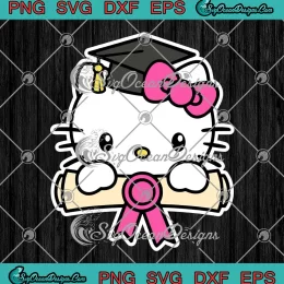 Graduation Kawaii Hello Kitty SVG - Senior Hello Kitty Cute Cat Graduate SVG PNG, Cricut File