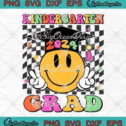 Groovy Kindergarten Grad 2024 SVG - Graduate Kids Boys Girls SVG PNG, Cricut File