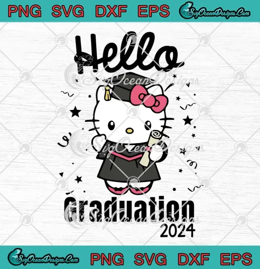 Hello Graduation 2024 SVG - Hello Kitty Class Of 2024 SVG PNG, Cricut File