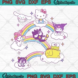 Hello Kitty And Friends Rainbow SVG - Sanrio Girls Hello Kitty Cartoon Gift SVG PNG, Cricut File