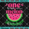 Illustration of a watermelon slice with text 'One In A Melon Grandma' for birthday celebrations.