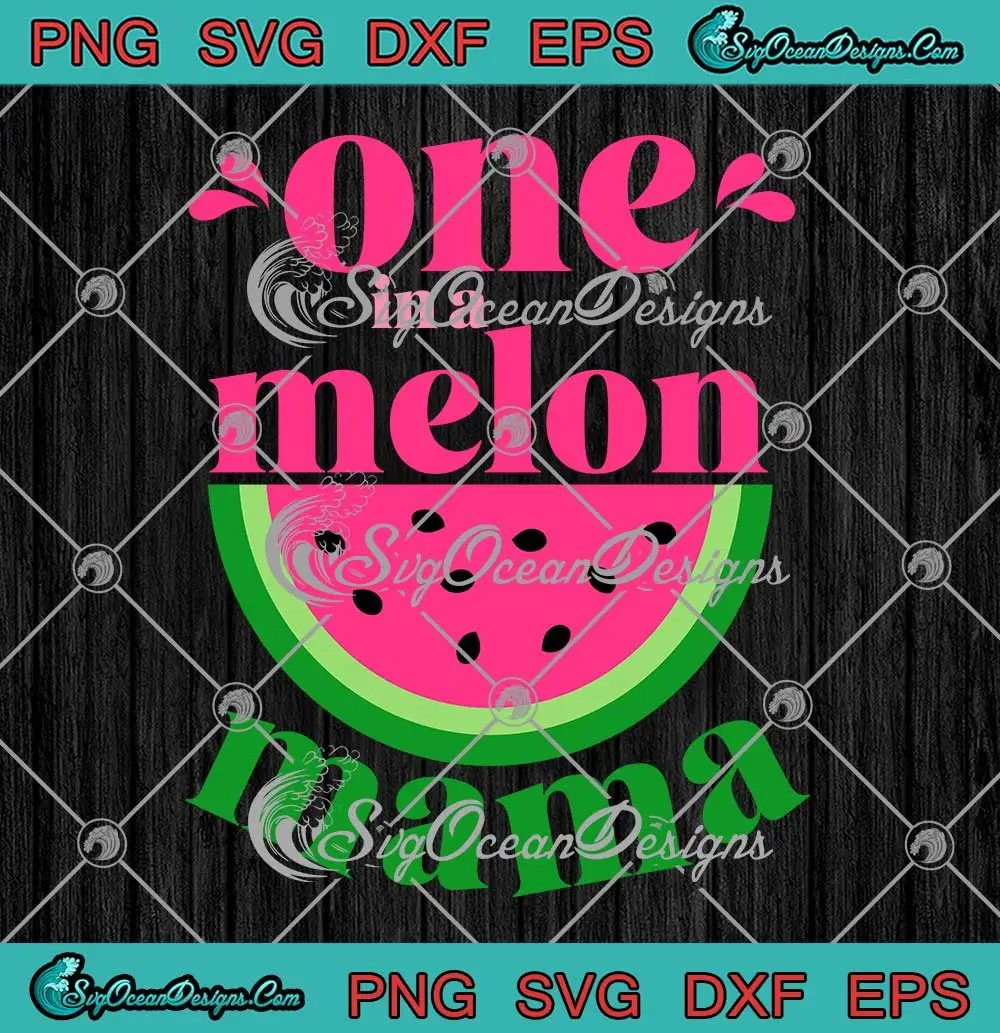 One-In-A-Melon-Mama-Watermelon-SVG---Birthday-Party-Family-Matching-SVG-PNG,-Cricut-File One in a melon SVG design featuring a watermelon slice with 'Mama' text, perfect for family birthday crafts.
