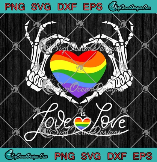 Rainbow Skeleton Heart SVG - Love Is Love SVG - LGBT Gay Lesbian Pride SVG PNG, Cricut File