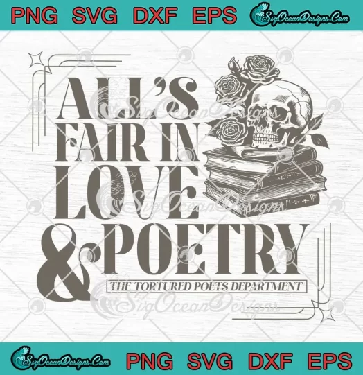 Retro All's Fair In Love And Poetry SVG - The Tortured Poets Department SVG PNG, Cricut File