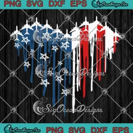 Retro Fighter Jet Airplane SVG - American Flag Heart SVG - 4th Of July SVG PNG, Cricut File