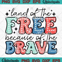 Retro Land Of The Free SVG - Because Of The Brave SVG - 4th Of July Patriotic SVG PNG, Cricut File