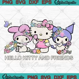 Sanrio Hello Kitty And Friends SVG - Hello Kitty Flower Crowns SVG PNG, Cricut File