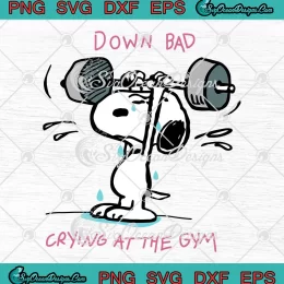 Snoopy Down Bad Crying At The Gym SVG - Taylor Swift TTPD 2024 SVG PNG, Cricut File