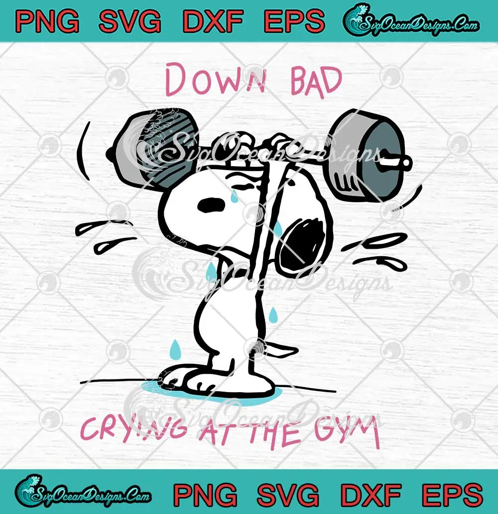 Snoopy Down Bad Crying At The Gym Svg - Taylor Swift Ttpd 2024 Svg Png 