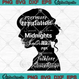 Taylor Swift Head Silhouette SVG - With TTPD Album Titles SVG PNG, Cricut File