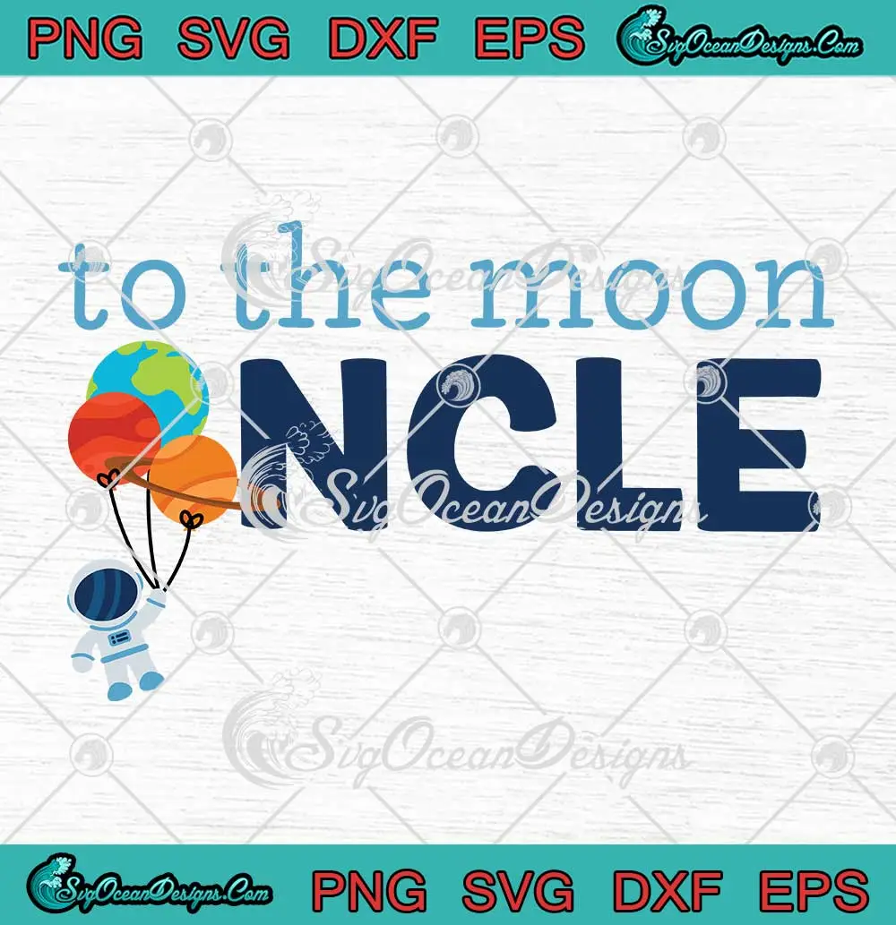 To-The-Moon-Uncle-Astronaut-SVG---Outer-Space-Birthday-Gift-SVG-PNG,-Cricut-File Illustration of an uncle astronaut floating in space with a colorful background.
