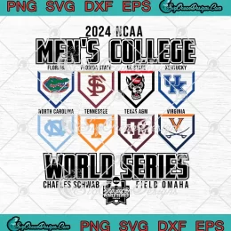 2024 NCAA Men's College World Series SVG - Baseball CWS 8-Team Plates SVG PNG, Cricut File