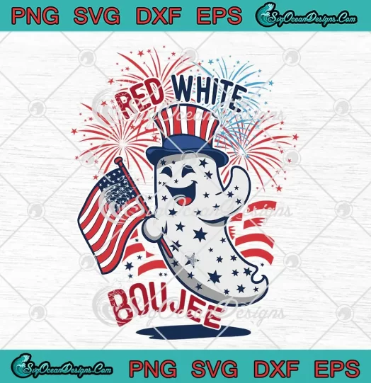 Ghost Red White And Boujee SVG - USA Flag Independence Day SVG PNG, Cricut File