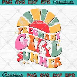 Pregnant Girl Summer Retro SVG - Pregnancy Announcement SVG PNG, Cricut File