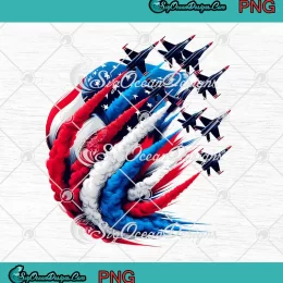 Red White Blue USA Flag Patriotic PNG - Fighter Jets 4th Of July PNG JPG Clipart, Digital Download