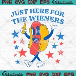 Retro Just Here For The Wieners SVG - 4th Of July Funny Hot Dog SVG PNG, Cricut File