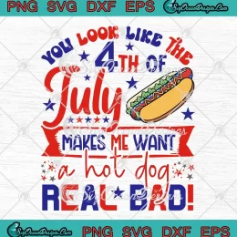 Retro You Look Like The 4th Of July SVG - Hot Dog Independence Day SVG PNG, Cricut File