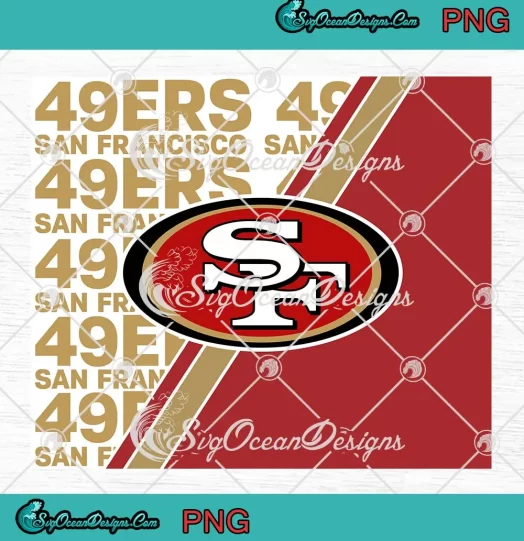 San Francisco 49ers Tumbler PNG - SF 49ers Full Wrap Cup PNG JPG Clipart, Digital Download