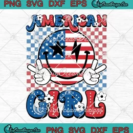 Smile American Girl Retro Groovy SVG - 4th Of July Patriotic SVG PNG, Cricut File