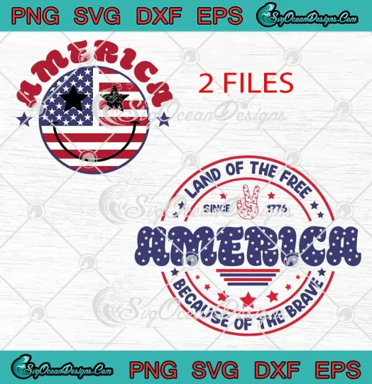 Smiley Face America SVG - Land Of The Free Since 1776 SVG - Because Of The Brave SVG PNG, Cricut File