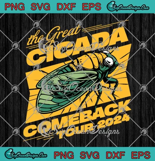 The Great Cicada Comeback Tour 2024 SVG - Insect Invasion Retro SVG PNG, Cricut File