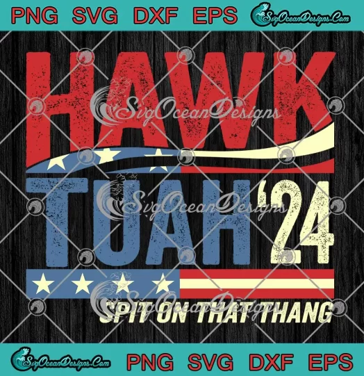 Vintage American Flag Hawk Tuah '24 SVG - Spit On That Thang SVG PNG, Cricut File