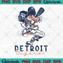 Detroit Tigers Mascot Baseball SVG - Retro Baseball Game Day SVG PNG, Cricut File