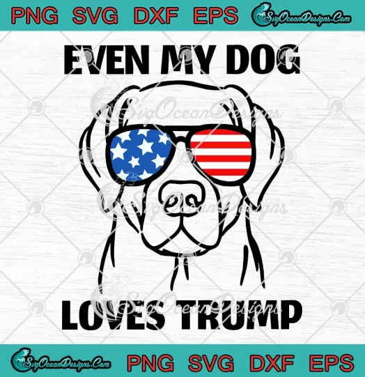 Even My Dog Loves Trump SVG - Labrador Dog Sunglasses USA Flag SVG PNG, Cricut File