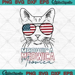 Meowica Cat USA Flag SVG - 4th Of July Independence Day SVG PNG, Cricut File