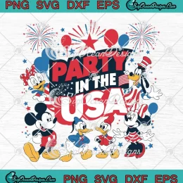 Mickey And Friends Party In The USA SVG - Disney 4th Of July SVG PNG, Cricut File