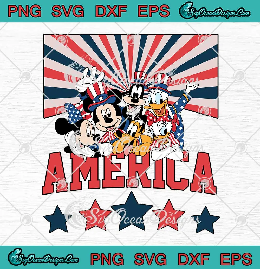 Retro-America-Disney-Friends-SVG---4th-Of-July-Independence-Day-SVG-PNG,-Cricut-File Retro America Disney Friends SVG - 4th Of July Independence Day SVG PNG, Cricut File