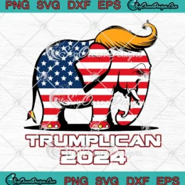 US Flag Elephant Trumplican 2024 SVG - Trump Republican Elephant Maga 2024 SVG PNG, Cricut File