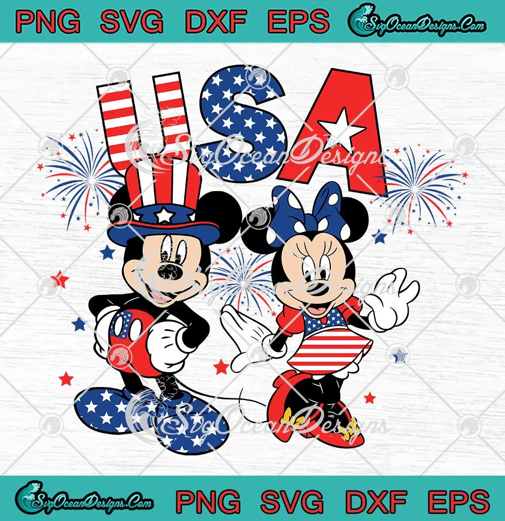 USA Mickey Minnie Mouse SVG - Disney Independence Day SVG PNG, Cricut File