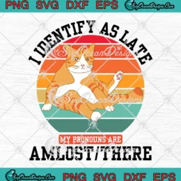 Vintage I Identify As Late SVG - My Pronouns Are Almost There SVG PNG, Cricut File
