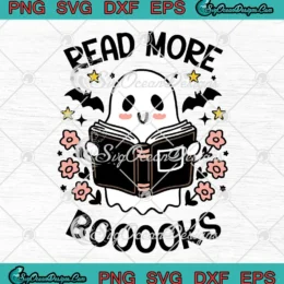Floral Ghost Read More Books SVG - Halloween Reading SVG PNG, Cricut File