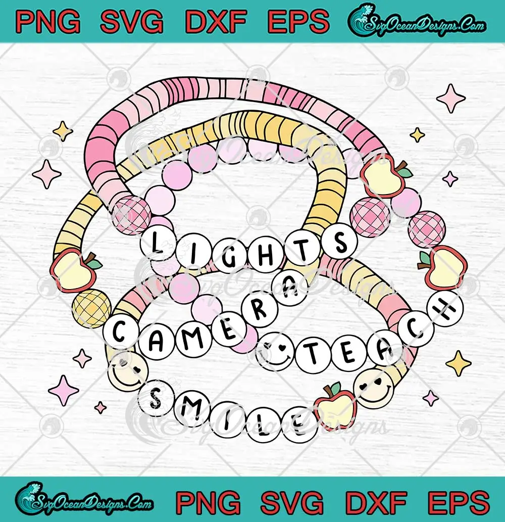 Groovy-Lights-Camera-Teach-Smile-SVG---Friendship-Bracelet-Teacher-SVG-PNG,-Cricut-File Groovy Lights Camera Teach Smile SVG - Friendship Bracelet Teacher SVG PNG, Cricut File