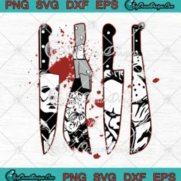 Horror Characters In Knives SVG - Horror Movie Halloween SVG PNG, Cricut File