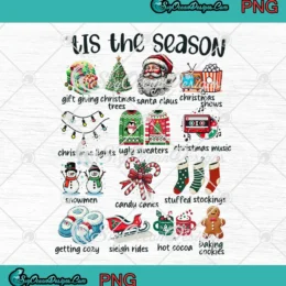 Retro Tis' The Season Christmas PNG - Holiday Season PNG JPG Clipart, Digital Download