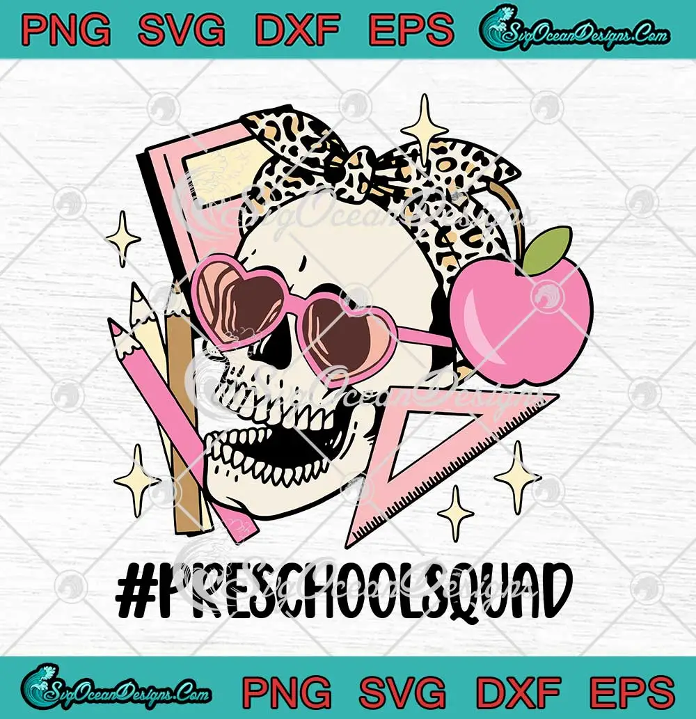 Skull-Bandana-Preschool-Squad-SVG---Teacher-Life-Halloween-SVG-PNG,-Cricut-File Skull Bandana Preschool Squad SVG - Teacher Life Halloween SVG PNG, Cricut File