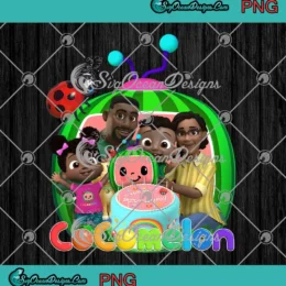Cocomelon Family Birthday design featuring colorful characters perfect for kids' parties.