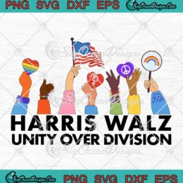Harris Walz Unity Over Division SVG - Harris Walz Heart LGBT SVG PNG, Cricut File