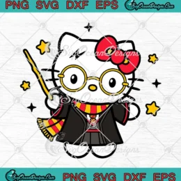 Hello Kitty Harry Potter SVG - Cute Kitty Cat Hogwarts SVG PNG, Cricut File