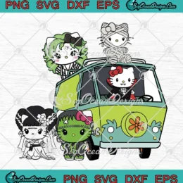 Monsters Kitty Halloween SVG - Cute Hello Kitty Spooky Season SVG PNG, Cricut File