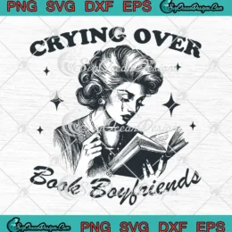 Crying Over Book Boyfriends Retro SVG - Reading Coffee Women SVG PNG, Cricut File