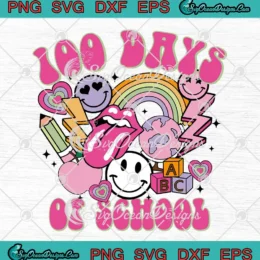 Groovy 100 Days Of School SVG - Cute Gift For Teachers SVG PNG, Cricut File