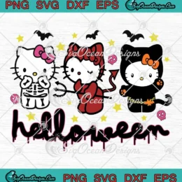 Helloween Hello Kitty SVG - Halloween Spooky Season SVG PNG, Cricut File