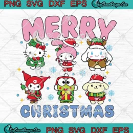 Merry Christmas Kitty And Friends SVG - Sanrio Hello Kitty Kawaii SVG PNG, Cricut File