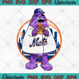 New York Mets Grimace Baseball SVG - McDonald's Purple Guy In MLB Uniform SVG PNG, Cricut File