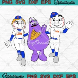 New York Mets Mascot And Friends SVG - Grimace Monster SVG PNG, Cricut File