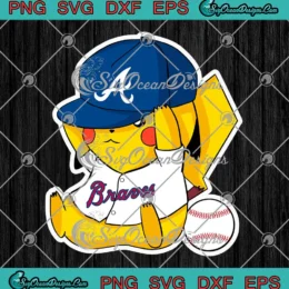 Pikachu MLB Atlanta Braves SVG - Baseball Pokemon Sports SVG PNG, Cricut File